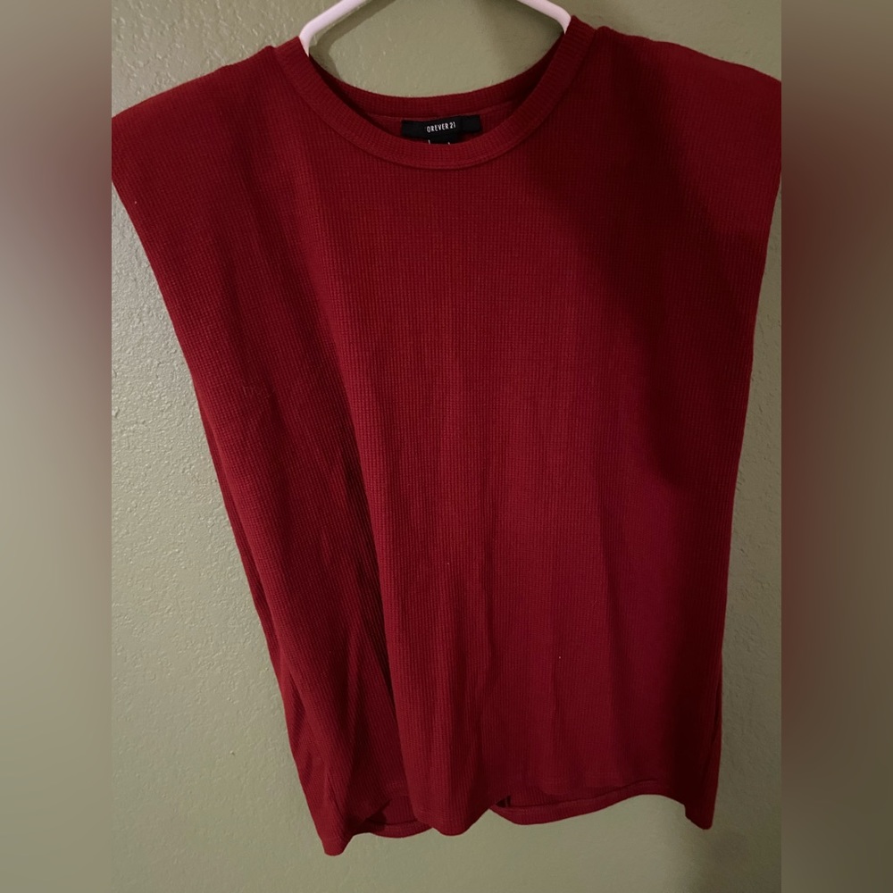 Red No Sleeve Blouse